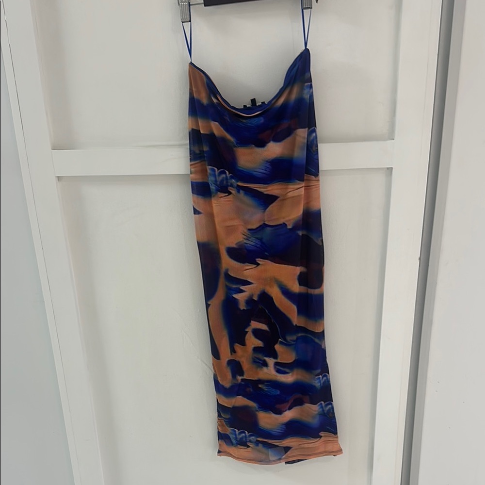 Blue and Orange Tie-Dye Dress